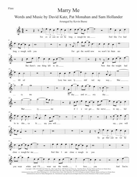 Marry Me Easy Key Of C Flute Sheet Music