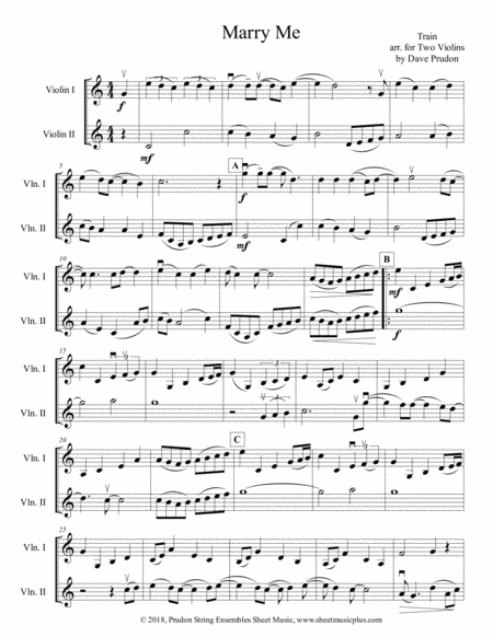 Free Sheet Music Marry Me For Two Violins