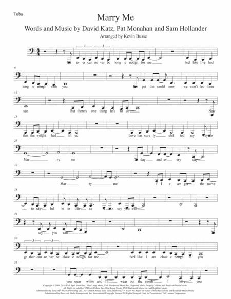 Free Sheet Music Marry Me Original Key Tuba