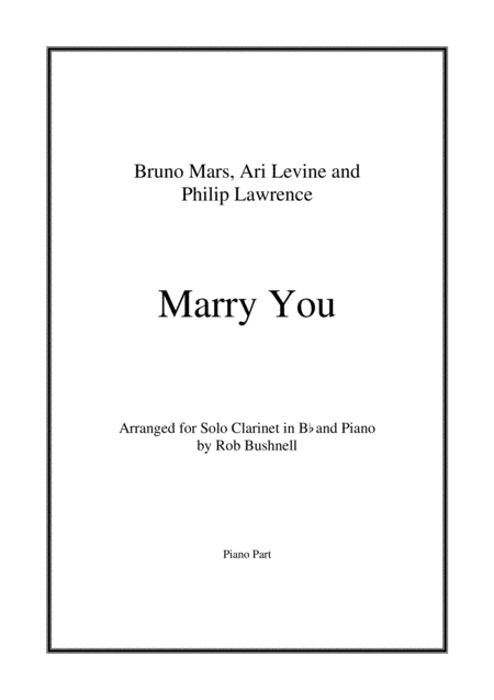 Free Sheet Music Marry You Bruno Mars Solo Clarinet And Piano