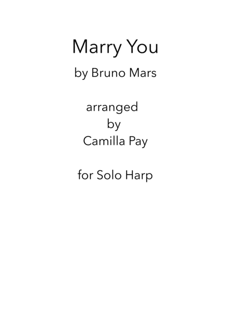 Marry You For Solo Harp Sheet Music