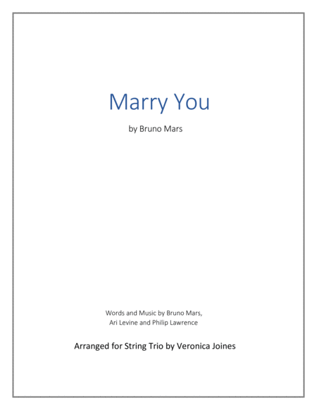 Marry You For String Trio Violin Viola Cello Sheet Music