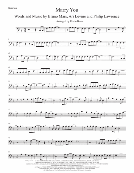 Marry You Original Key Bassoon Sheet Music