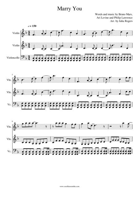 Free Sheet Music Marry You String Trio 2 Violins Cello
