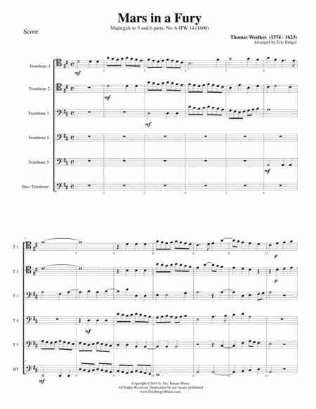 Free Sheet Music Mars In A Fury For Trombone Or Low Brass Sextet