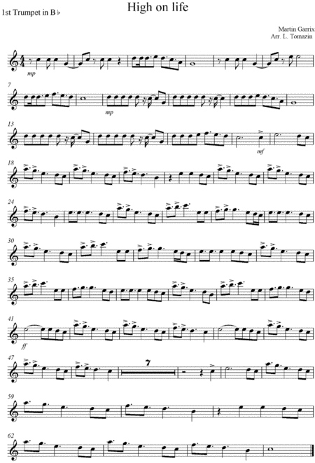 Martin Garrix High On Life For Brass Quintet Sheet Music