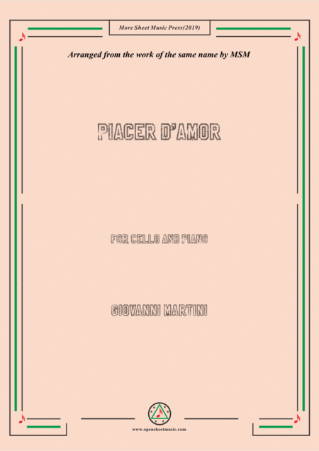 Free Sheet Music Martini Piacer D Amor For Cello And Piano