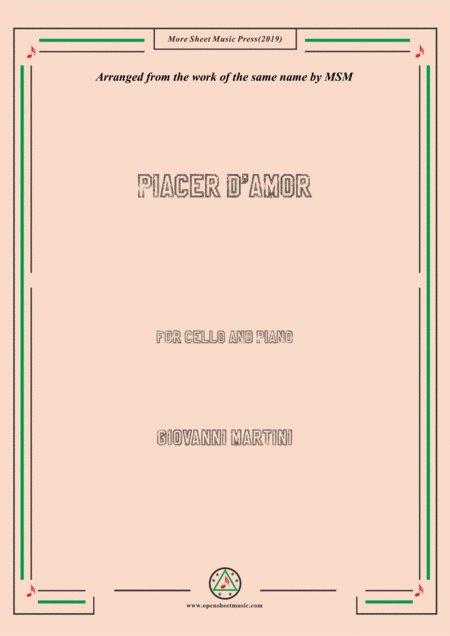 Martini Piacer D Amor For Cello And Piano Sheet Music