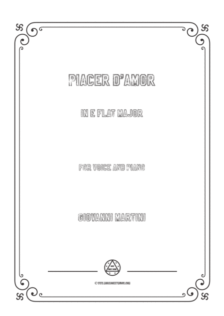 Free Sheet Music Martini Piacer D Amor In E Flat Major For Voice And Piano