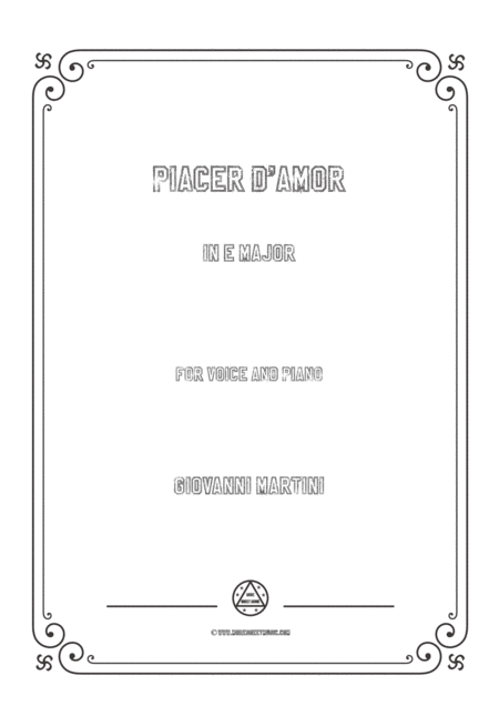 Free Sheet Music Martini Piacer D Amor In E Major For Voice And Piano