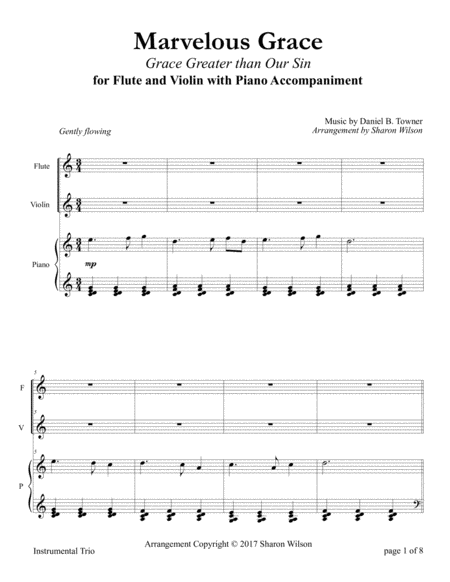 Marvelous Grace Flute And Or Violin Duet With Piano Accompaniment Sheet Music