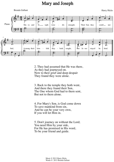 Mary And Joseph A Brand New Hymn Sheet Music