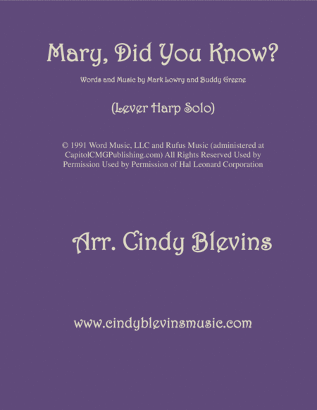 Free Sheet Music Mary Did You Know Arranged For Lever Harp