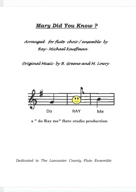 Mary Did You Know For Flute Choir Or Flute Ensemble Christmas Sheet Music