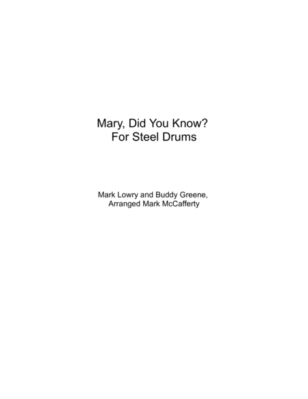 Mary Did You Know For Steel Drums Sheet Music