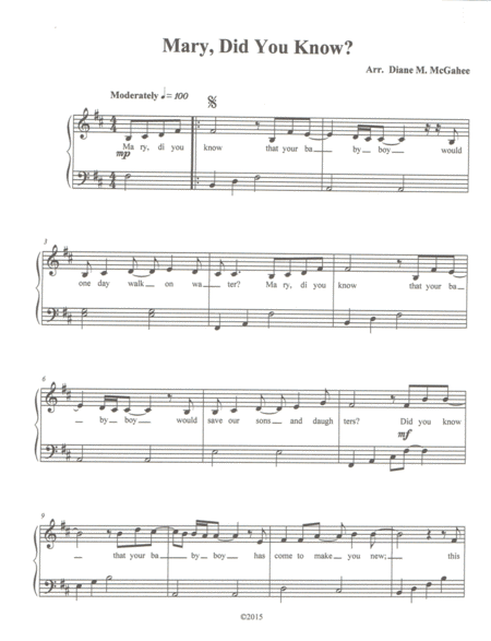 Free Sheet Music Mary Did You Know Level 3