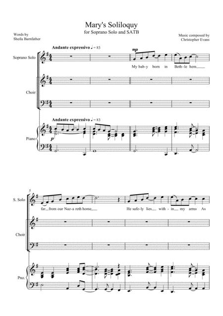 Marys Soliloquy Satb Sop Solo Sheet Music