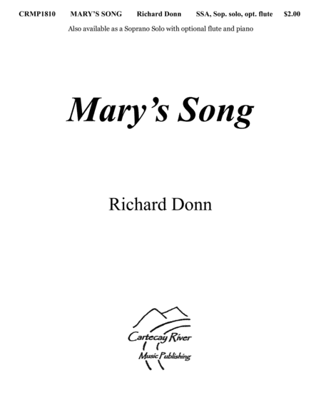 Free Sheet Music Marys Song Ssa Sop Solo Opt Flute