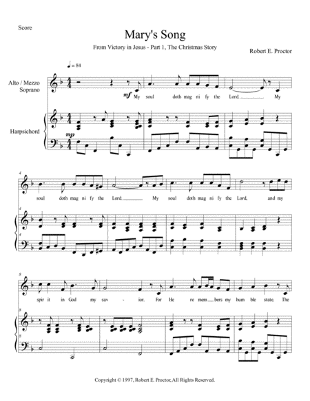 Marys Song Victory In Jesus Part 1 The Christmas Story Sheet Music