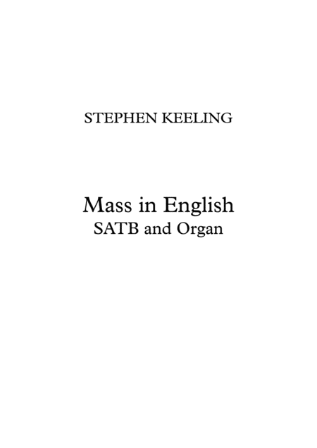 Mass In English Sheet Music