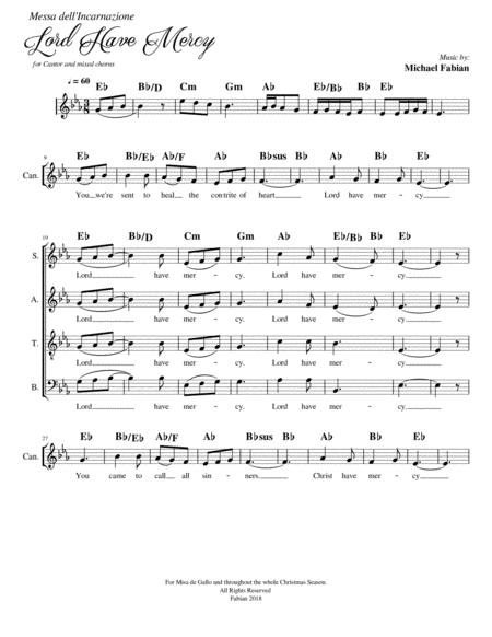 Mass Of The Incarnation Satb Sheet Music