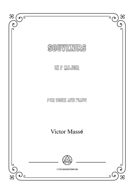 Masse Souvenirs In F Major For Voice And Piano Sheet Music