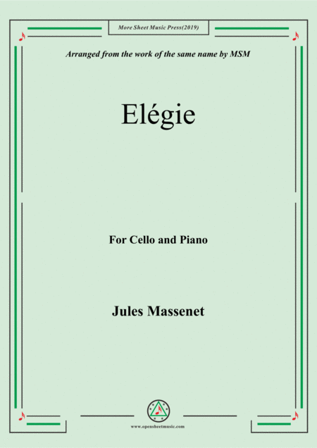 Massenet Elgie For Cello And Piano Sheet Music