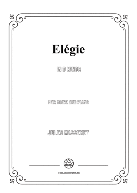 Massenet Elgie In D Minor For Voice And Piano Sheet Music