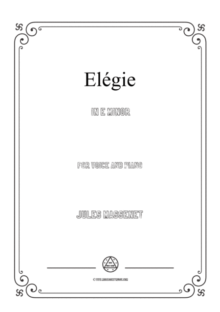 Free Sheet Music Massenet Elgie In E Minor For Voice And Piano