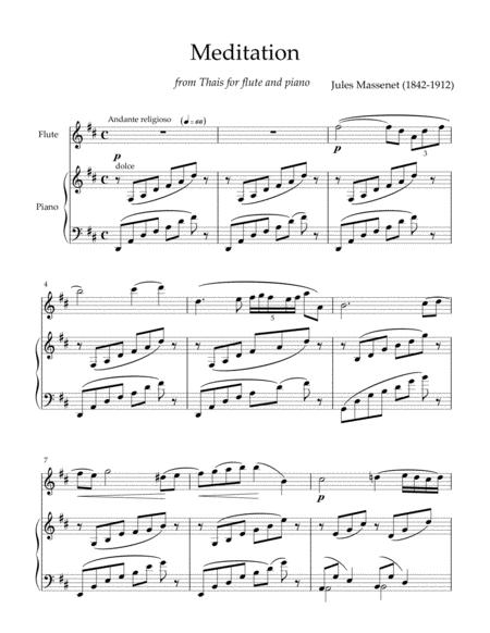 Massenet Meditation From Thais For Flute And Piano Sheet Music