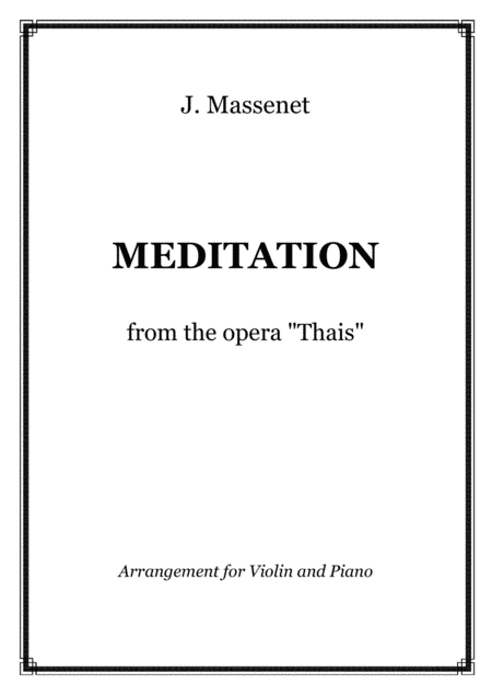 Massenet Meditation From The Opera Thais Violin And Piano Sheet Music