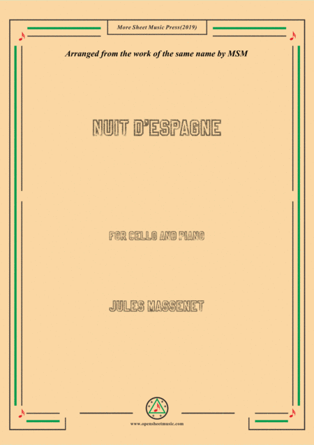 Free Sheet Music Massenet Nuit D Espagne For Cello And Piano