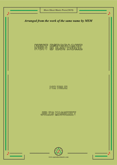 Massenet Nuit D Espagne For Violin And Piano Sheet Music