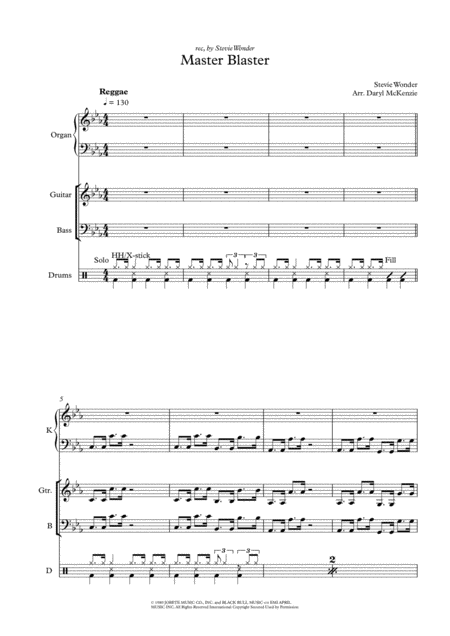 Master Blaster Vocal With Rhythm Section Key C Minor Sheet Music