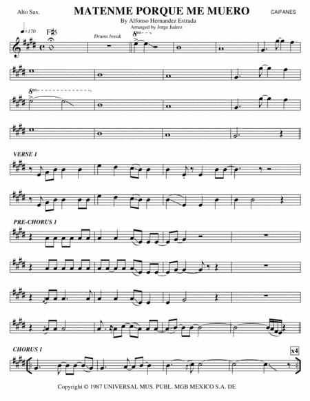 Matenme Por Que Me Muero Alto Sax Sheet Music