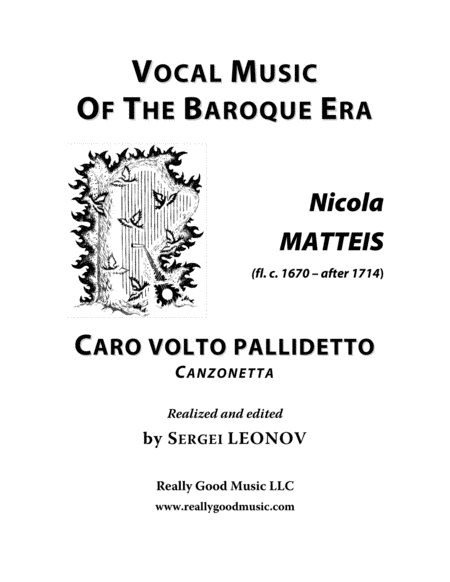 Matteis Nicola Caro Volto Pallidetto Canzonetta Arranged For Voice And Piano A Minor Sheet Music