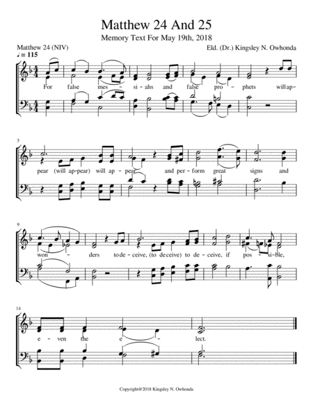 Matthew 24 And 25 Sheet Music