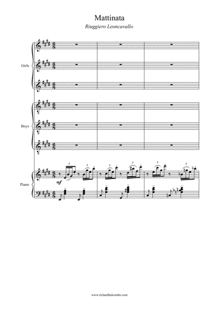 Free Sheet Music Mattinata 6 Part Harmony Choral Choir Tenor And Soprano Lead