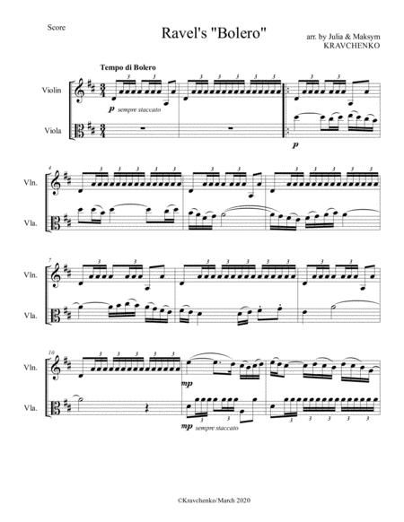 Maurice Ravel Bolero For String Duo Sheet Music