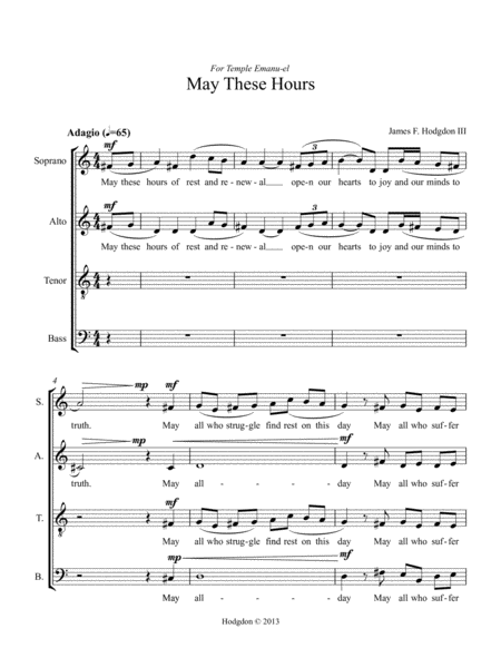 Free Sheet Music May These Hours