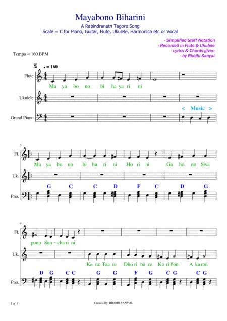 Mayabono Biharini Horini A Tagore Song Sheet Music In C Sheet Music