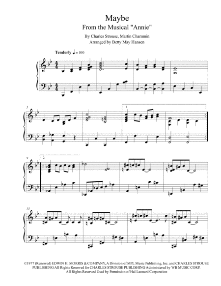 Free Sheet Music Maybe From Annie