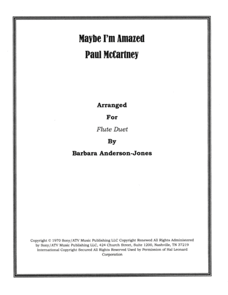 Maybe I M Amazed Flute Duet Sheet Music