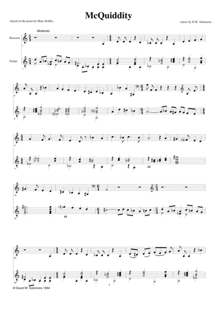 Mcquiddity For Bassoon And Guitar Sheet Music