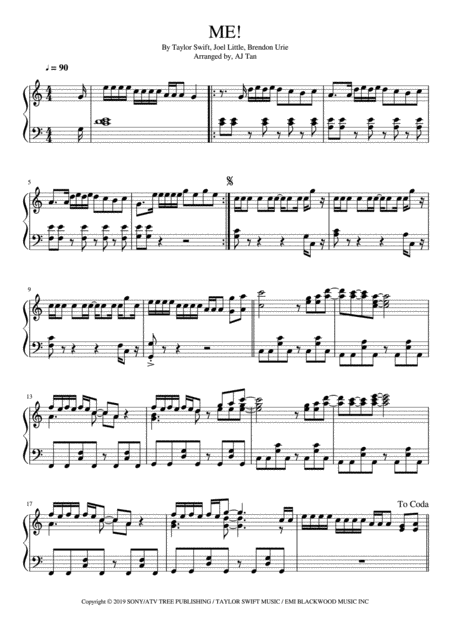 Me Piano Version Sheet Music