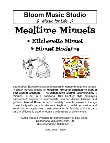 Free Sheet Music Mealtime Minuets Kit