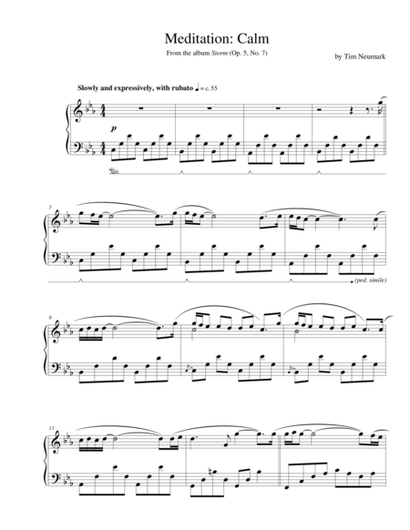 Free Sheet Music Meditation Calm