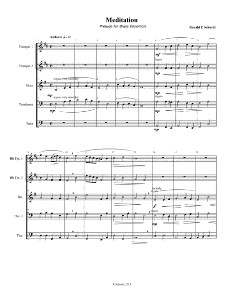 Free Sheet Music Meditation For Brass Quintet