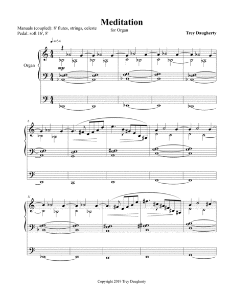 Meditation For Organ Sheet Music