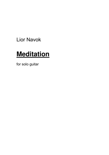 Meditation For Solo Classical Guitar Sheet Music